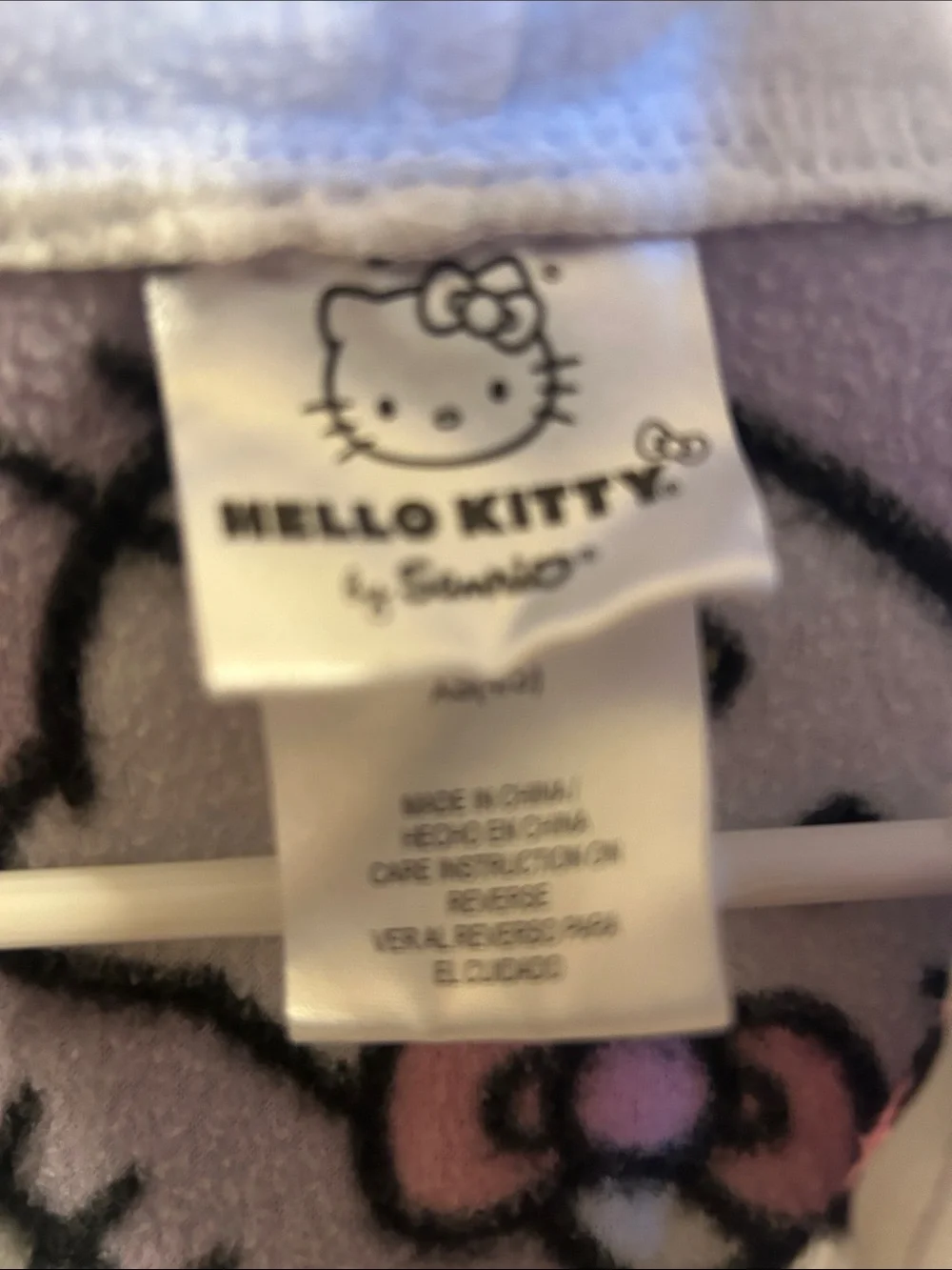 Hello Kitty Lavender and White Fleece One-Piece Pajama Footie with Pink Accents